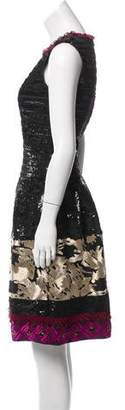 Oscar de la Renta Sequin-Embellished Silk Dress