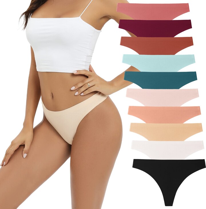 SweetSnow 10 Pack Seamless Thongs for Women Breathable Thong Underwear