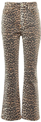 Ganni Leopard-print high-rise flared jeans - ShopStyle