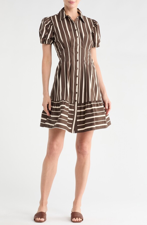 Love by Design Sundance Stripe Puff Sleeve Shirtdress