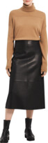 Thumbnail for your product : Theory High-Waist Midi A-line Leather Skirt