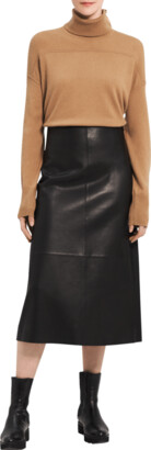 Theory High-Waist Midi A-line Leather Skirt