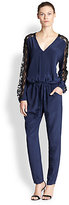 Thumbnail for your product : Mason by Michelle Mason Sheer Lace-Paneled Silk Jumpsuit