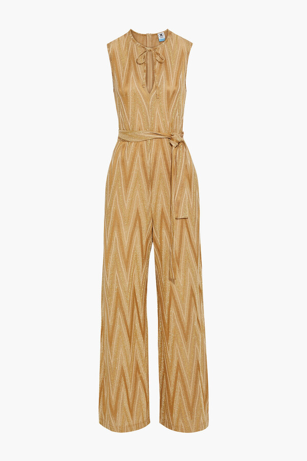 M Missoni Belted Metallic Crochetknit Wideleg Jumpsuit ShopStyle