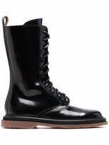 Thumbnail for your product : Buttero Polished-Leather Lace-Up Boots