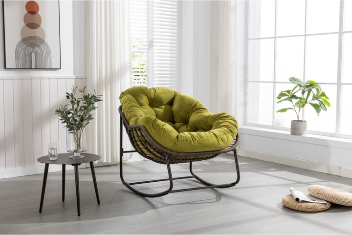 Streamdale Furniture Padded Rattan Rocking Chair Olive Green