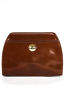 Gianfranco Ferre Brown Patent Leather Gold Tone Hardware Clutch Small
