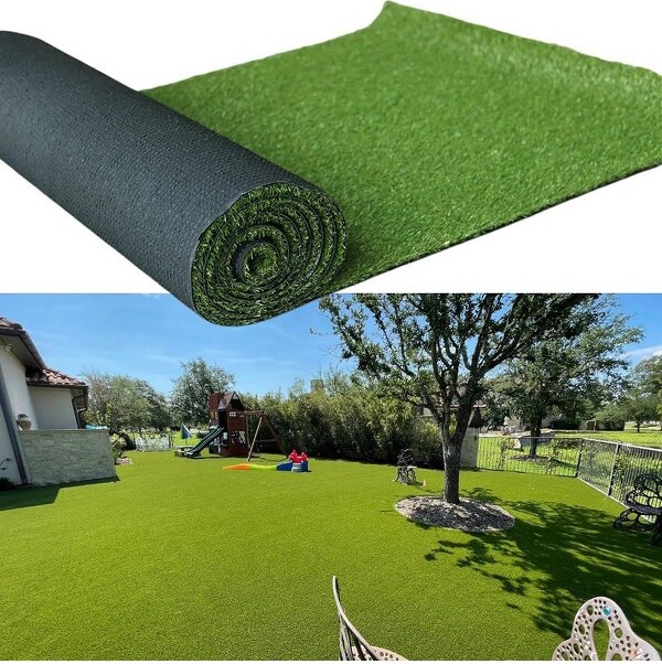 Petgrow ArtificialGrassOutdoorRug5FTX58FTSyntheticFakeTurfLawnforPatio,Balcony,PetMat,Indoor/OutdoorDecor0.8inPileHeight