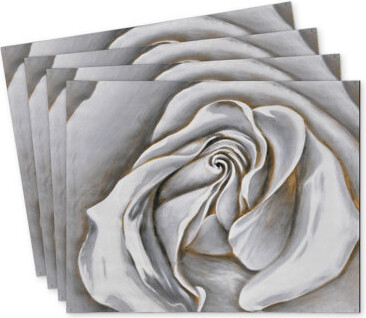 East Urban Home White Rose Delicate Polyester Andaluss Set of 4 - Home Decor