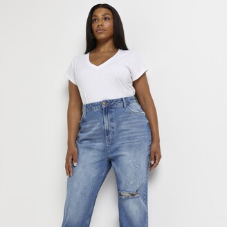 River Island Womens Plus Ripped High Waisted Mom Jeans - ShopStyle
