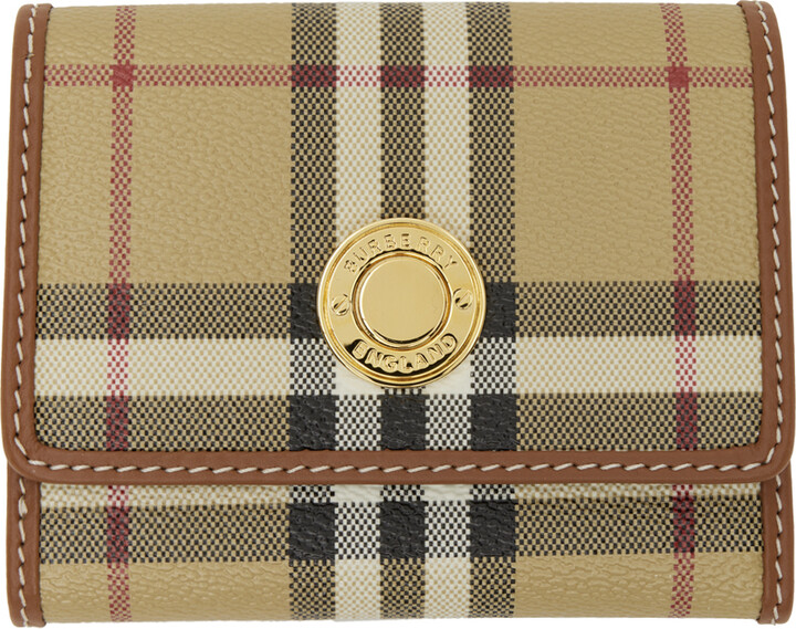 Burberry Vintage Check E-canvas Coin Purse In Beige