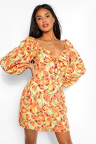 Thumbnail for your product : boohoo Floral Print Volume Sleeve Dress