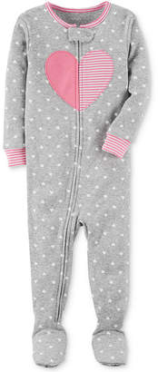 Carter's Heart Dot-Print Footed Cotton Pajamas, Baby Girls