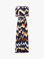 Thumbnail for your product : Jolie Moi Geometric Print Ruched Sleeve Maxi Dress, Blue Wave