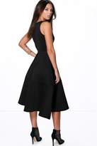Thumbnail for your product : boohoo Kate Bonded Scuba Plunge Skater Dress