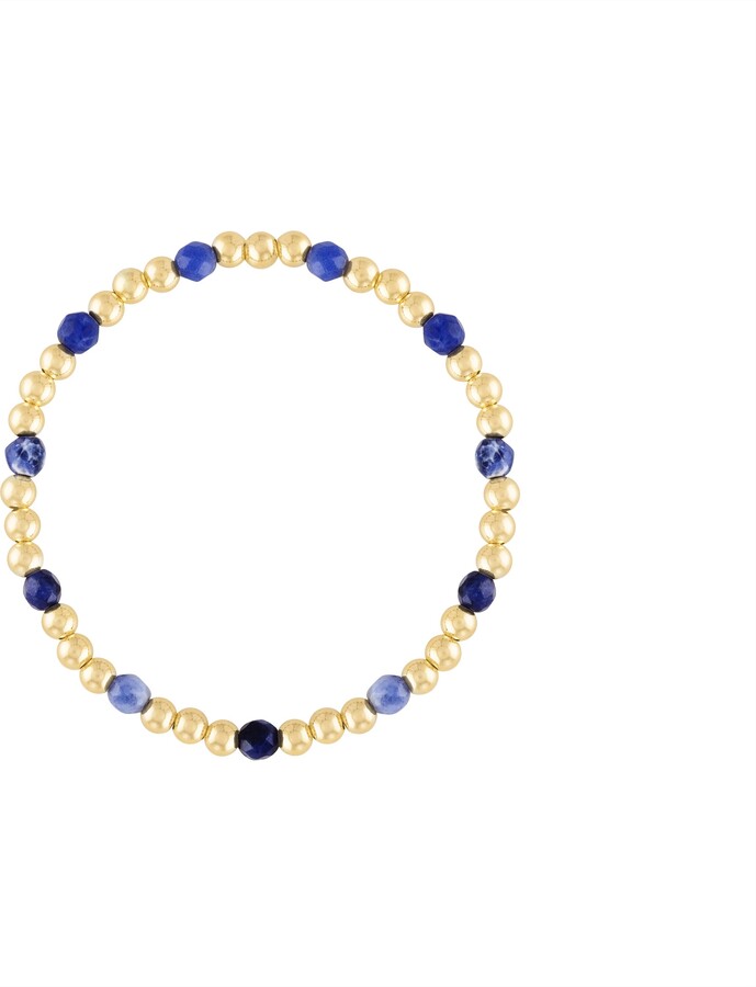 Olivia Le Blue Sodalite Gemstone Gold Bubble Bead Bracelet