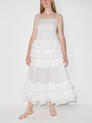Molly Goddard Ruffle Skirt Midi Dress