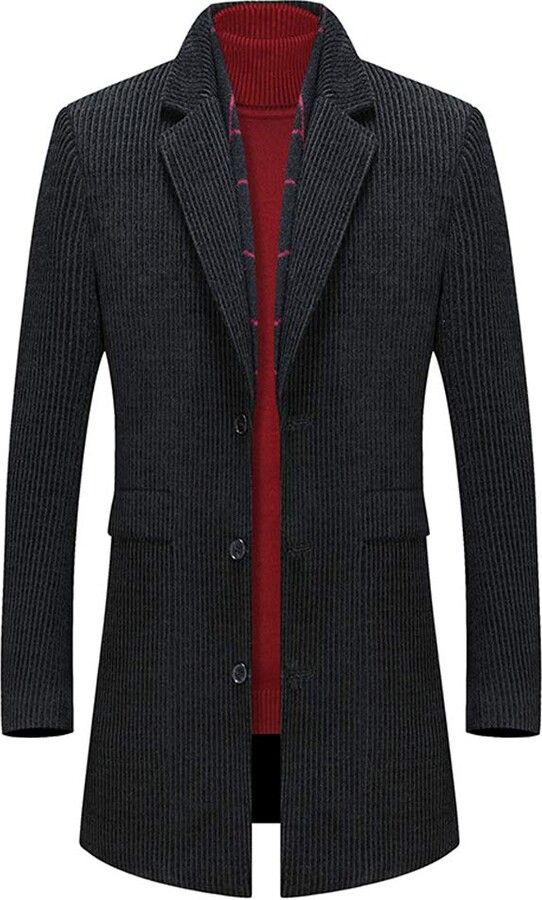 Volwassan Mens Corduroy Winter Wool Coat Jacket Regular Fit Business