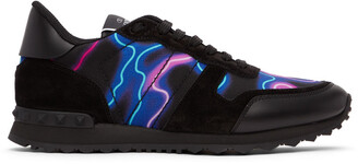 Valentino Garavani Black Neon Camo Rockrunner Sneakers