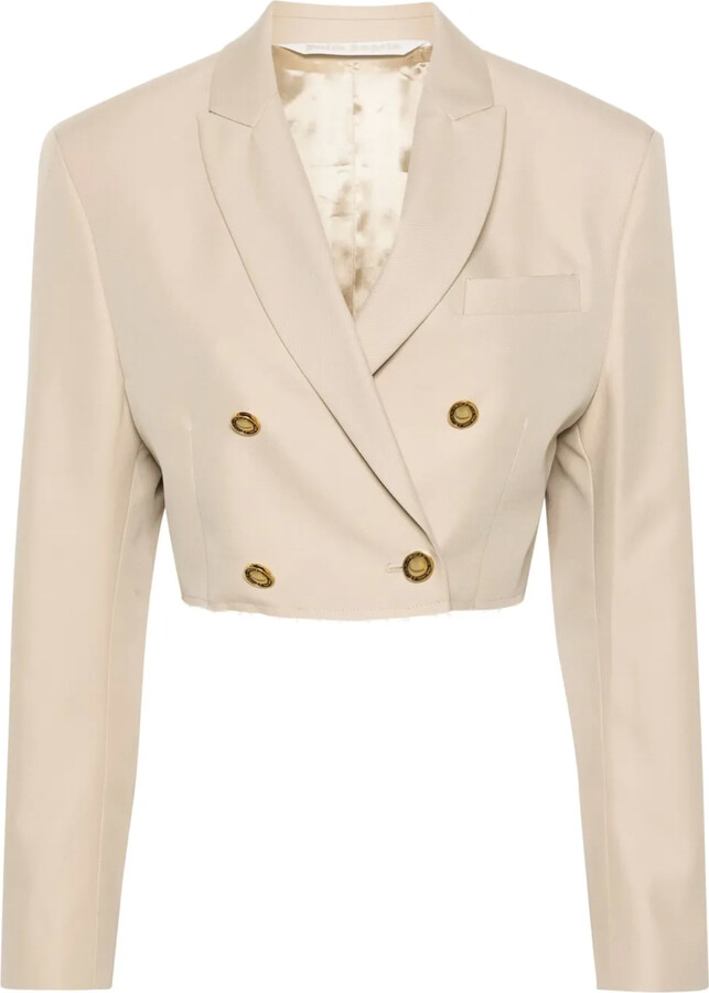 Palm Angels Double-Breasted Cropped Blazer