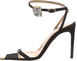 Giannico Satin Sandals Black Wrap-Around Straps & Buckle Closure at Sides | Giannico Satin Sandals in Black, Women's IT 39 | 9