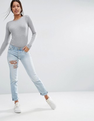 ASOS Body With Open Back And Long Sleeve In Rib
