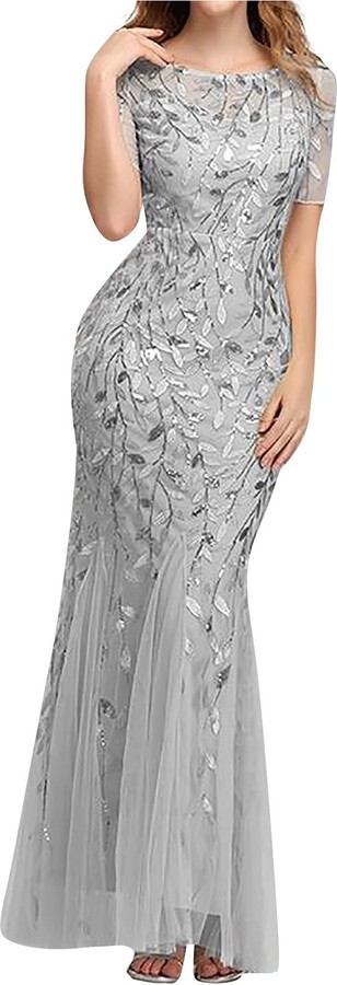 silver long dresses uk