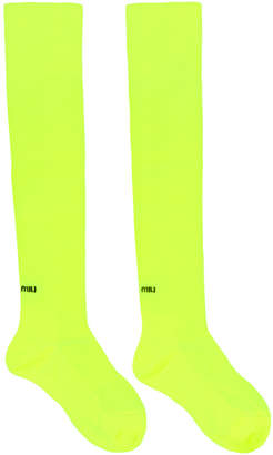 Miu Miu Yellow Over-the-Knee Logo Socks