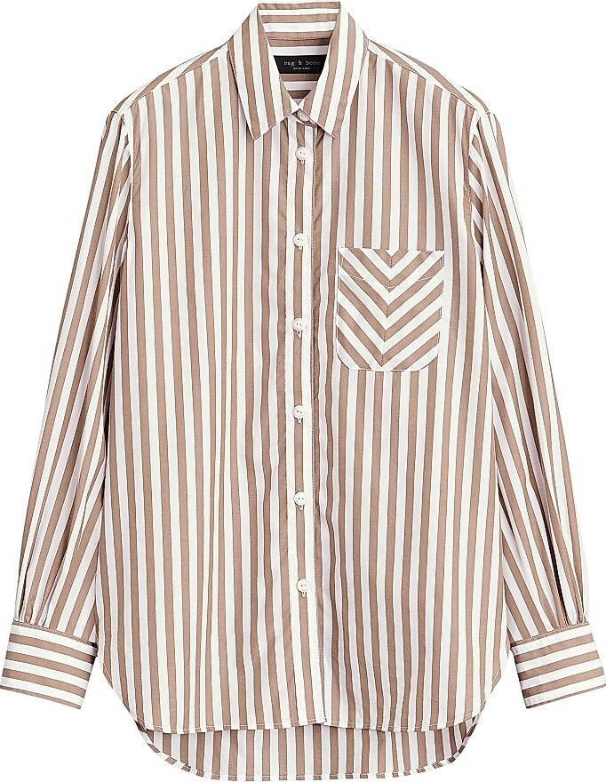 Rag & Bone Women's Maxine Cotton Shirt - Brown Stripe - Size XXS