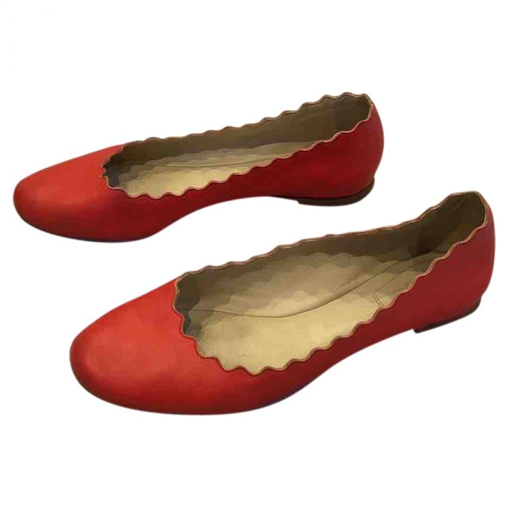 red leather ballerina flats