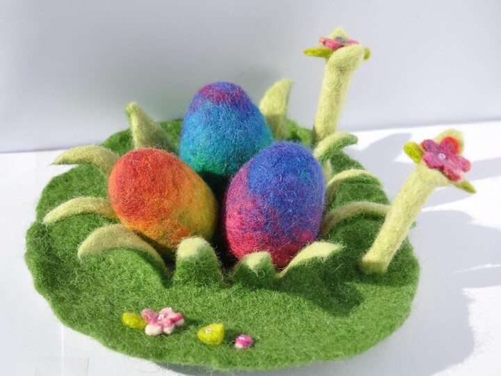 Etsy Felted Easter Spring Decor Gift Decoration Egg Flower Grass Garden Waldorf Play Mat Season Table Playscape Landscape