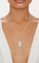 Thumbnail for your product : PrettyLittleThing Silver Snake Pendant Necklace