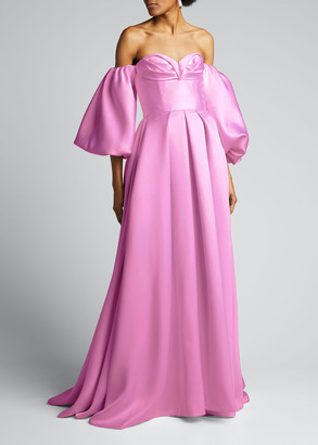 J. Mendel Shimmered Silk-Jersey Gown with Removable Sleeves