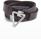Thumbnail for your product : Bottega Veneta Triangle Twist-Lock Leather Skinny Belt
