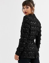 Thumbnail for your product : ASOS EDITION oversized blazer with scalloped beaded fringe