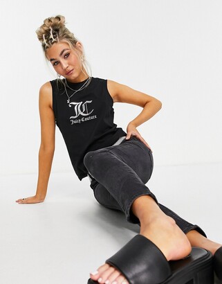 Juicy Couture high-neck tank top with logo in black