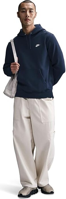 Nike Club Fleece Pullover Hoodie Men's Clothing Obsidian/Obsidian/White : XL, Cotton/Polyester