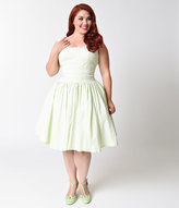 Thumbnail for your product : Unique Vintage Plus Size Light Sage Roman Holiday Scalloped Retro Flare Dress
