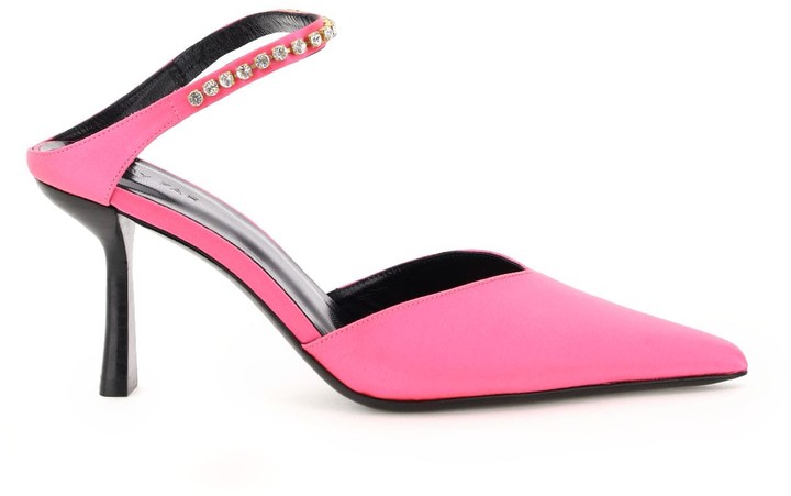 hot pink mules heels