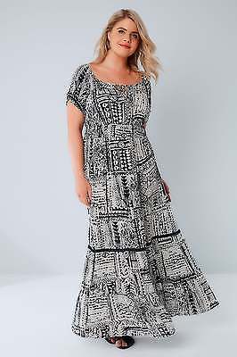 Yours Clothing YoursClothing Plus Size Womens Tribal Print Gypsy Maxi Dress Free Neck Ladies
