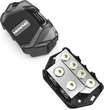 Memphis Audio DBLOCK Distribution Block With Two 0 AWG Inputs, Four 4 AWG Outputs