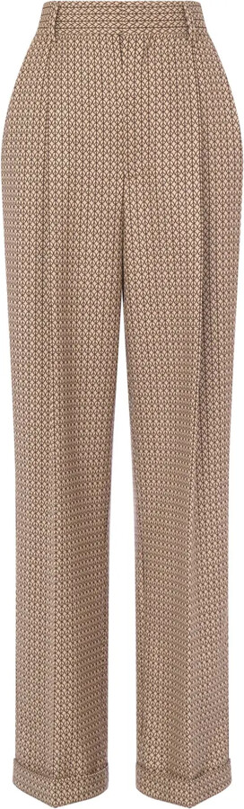 Geometric-Print Virgin-Wool Trousers
