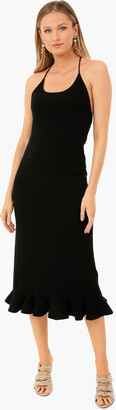 Black Compact Stretch Knotted Back Column Dress