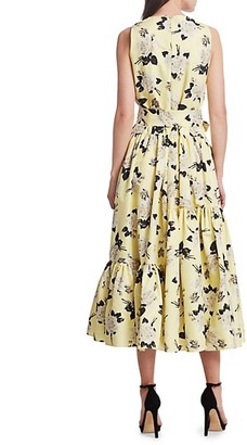 Erdem Mimosa Rosemont Wallpaper Sleeveless Belted Dress