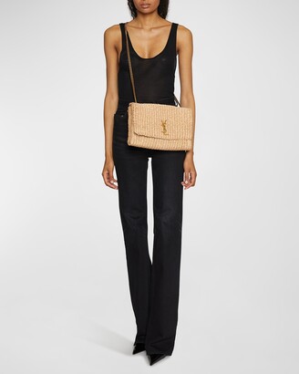 Saint Laurent Kate Medium Raffia Shoulder Bag