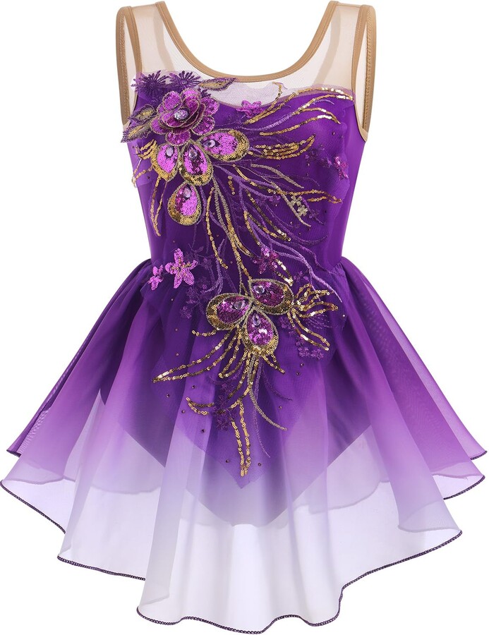 ODASDO Women Ice Figure Skating Dress Ballet Dance Leotard Gymnastics