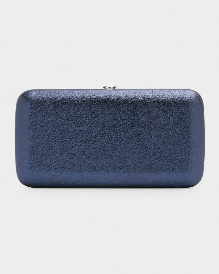 Navy Blue Leather Clutch Bags