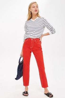 Topshop Red Straight Leg Jeans