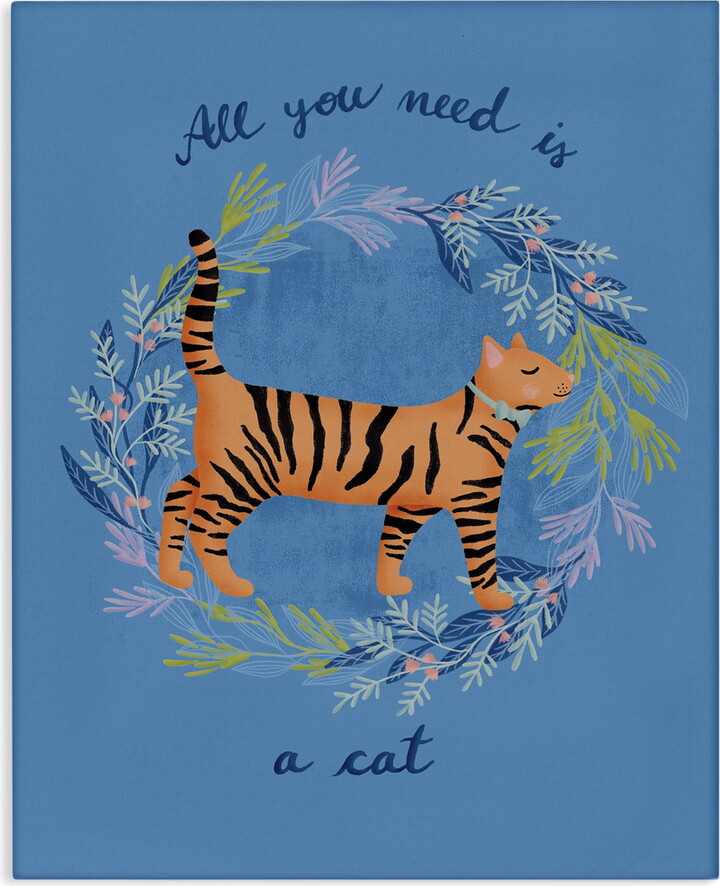 Stupell Industries Orange Cat on Wreath Animals Painting Wrapped Canvas Art Print Wall Art, 30 x 40