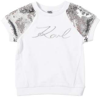 Karl Lagerfeld Paris Embroidered Cotton Sweatshirt W/ Sequins